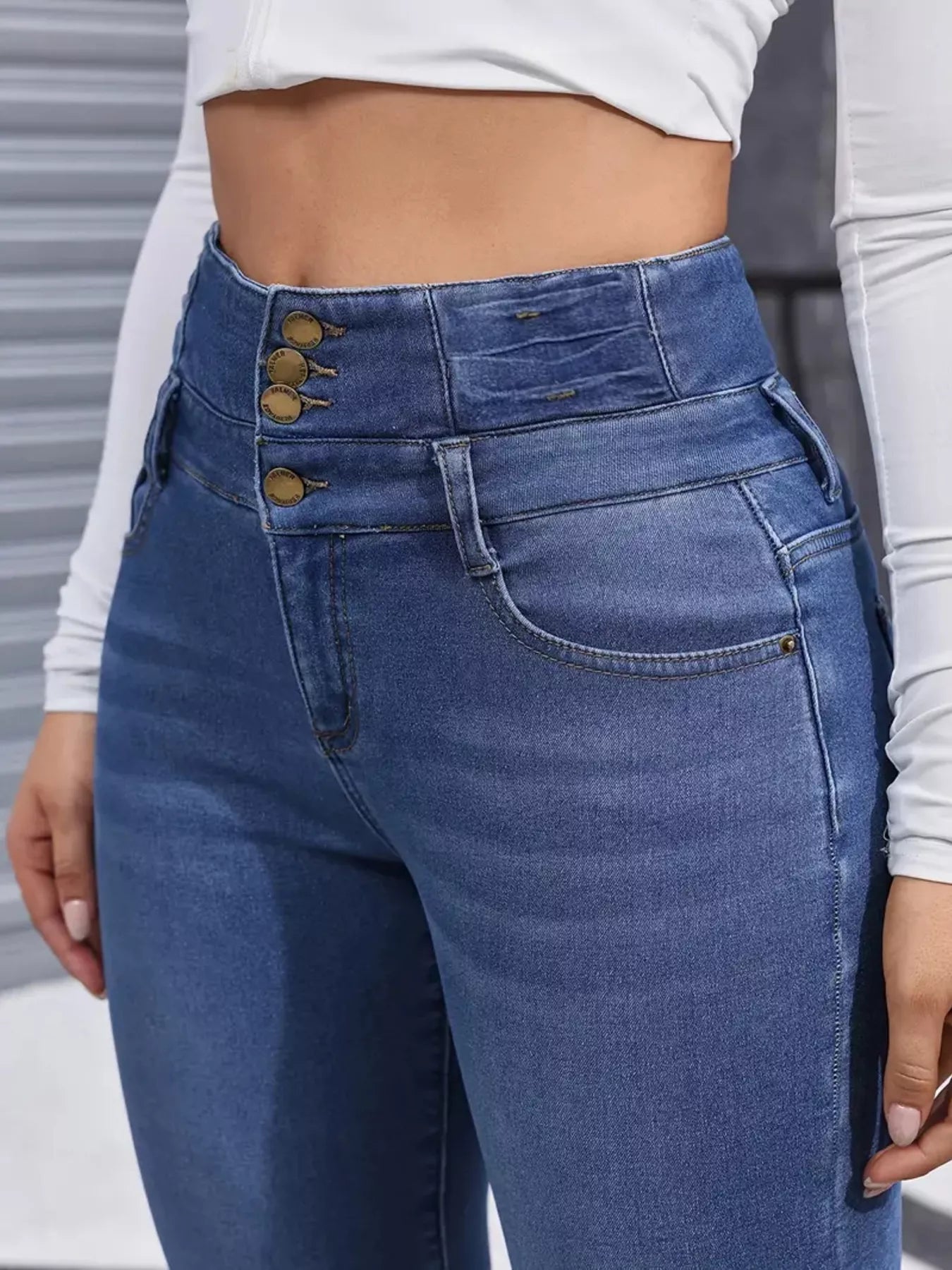 High-Waisted Slim Fit Fleece-Lined Jeans 