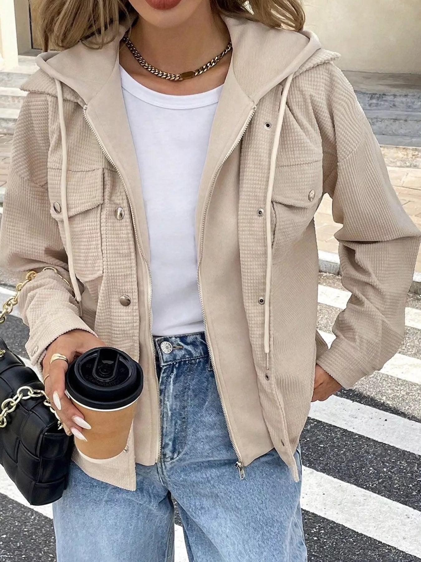 Thermal Knit Textured Hooded Jacket 