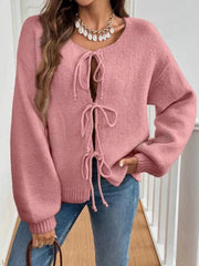 Tie-Front Long Sleeve Cardigan 