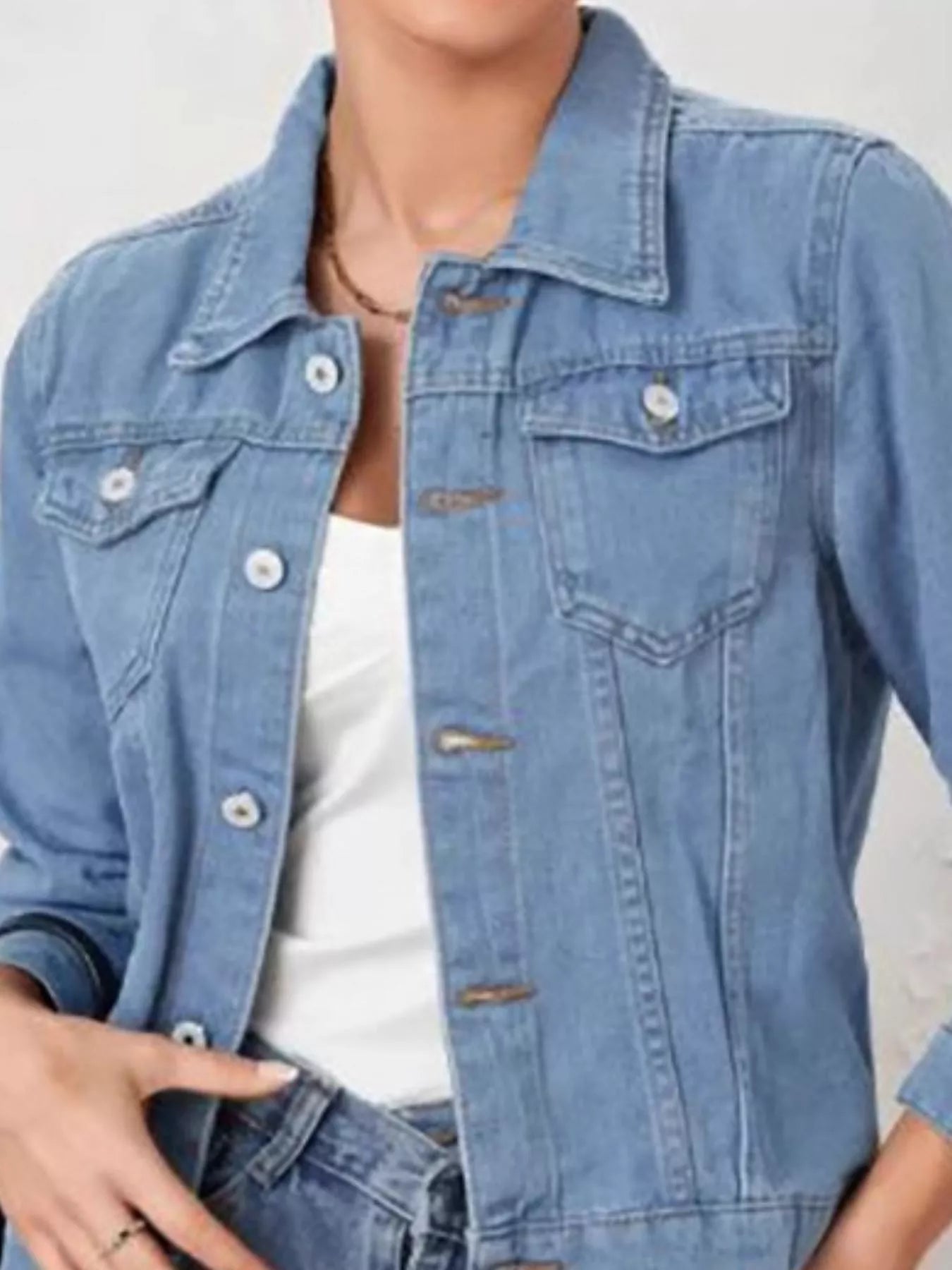 Button Up Long Sleeve Denim Jacket 