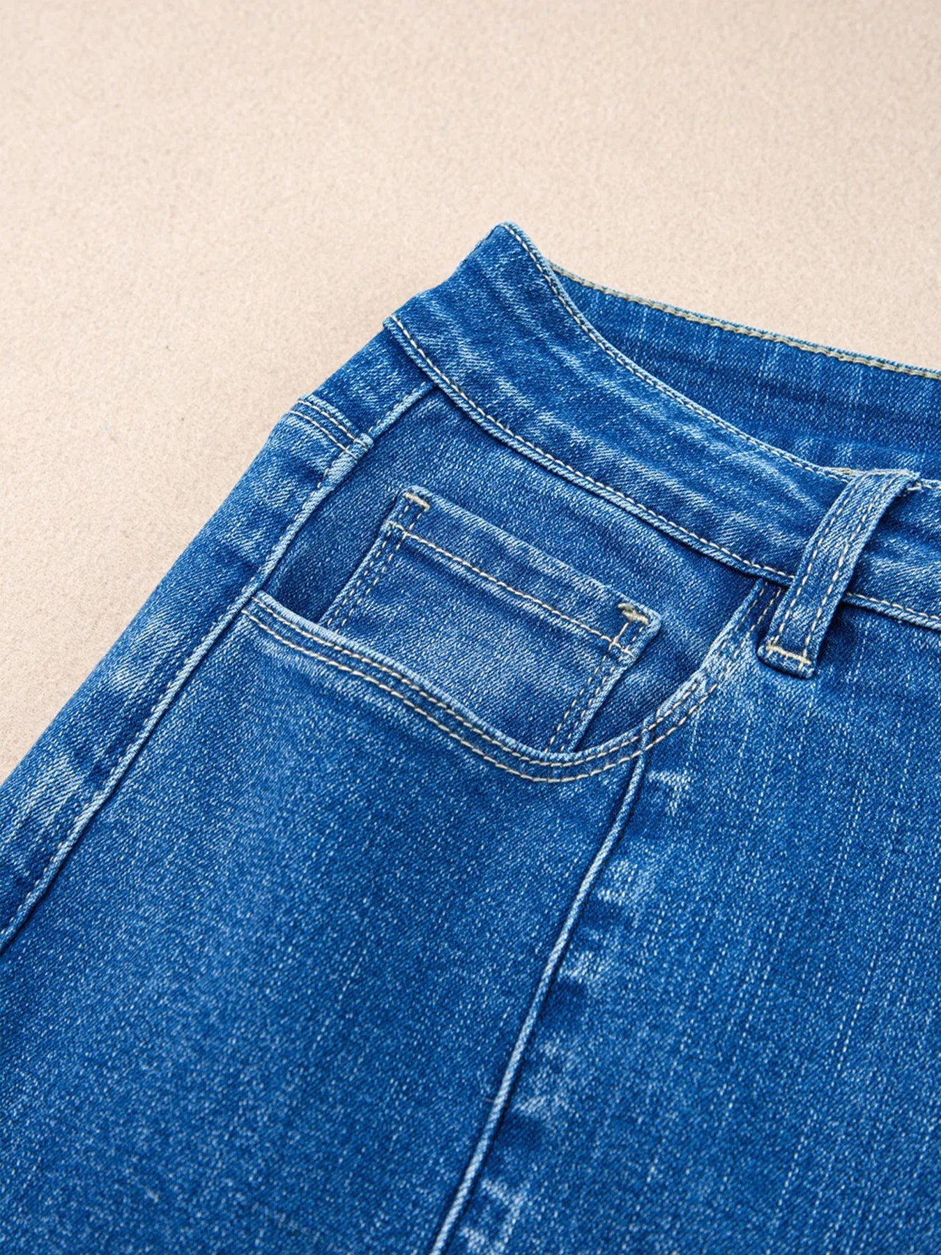 Seam Detail Flared Bottom Ankle Length Jeans 