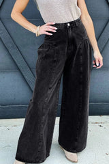 High Rise Wide Leg Jeans with Pockets 