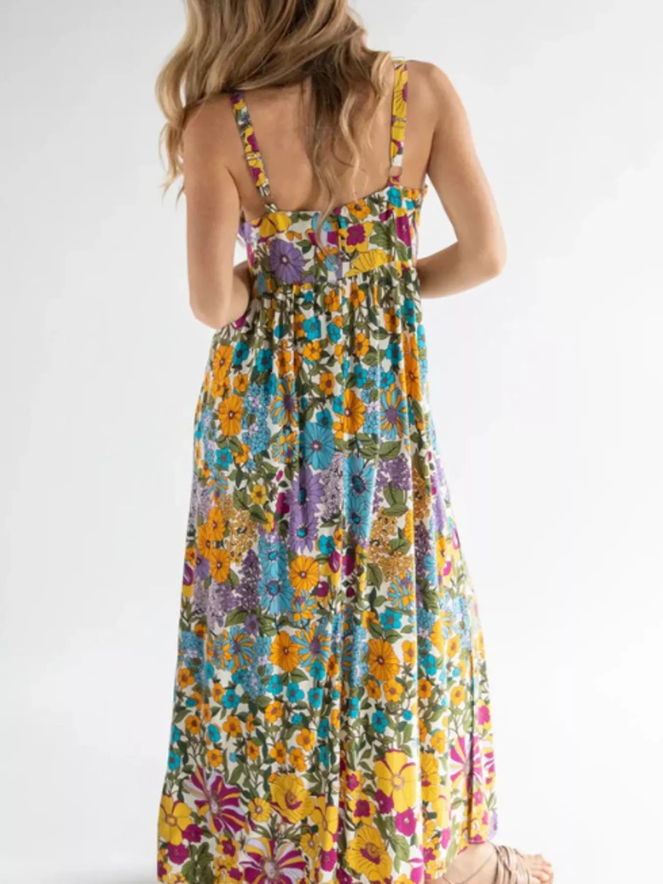 Full Size Square Neck Cami Dress with Side Slit Plus Size 