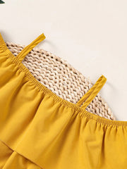 Children's Ruffled Spaghetti Strap Top and Pants Set 