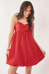 Davi & Dani Textured Sweetheart Neckline Bubble Hem Dress 