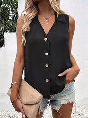 Full Size Button-Down Tank Top Plus Size 