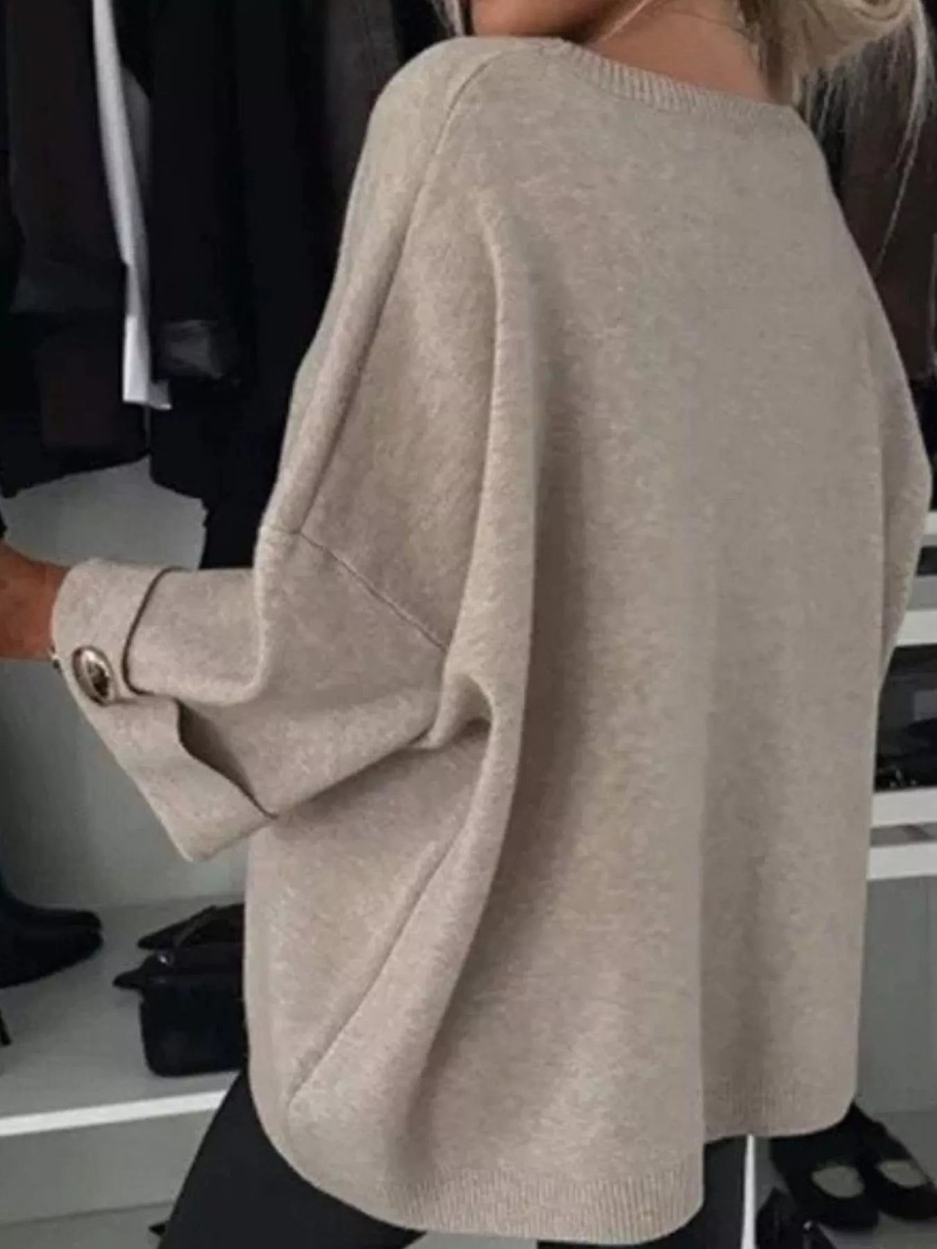 Full Size Round Neck Drop Shoulder Top with Ribbed Trim Plus Size 