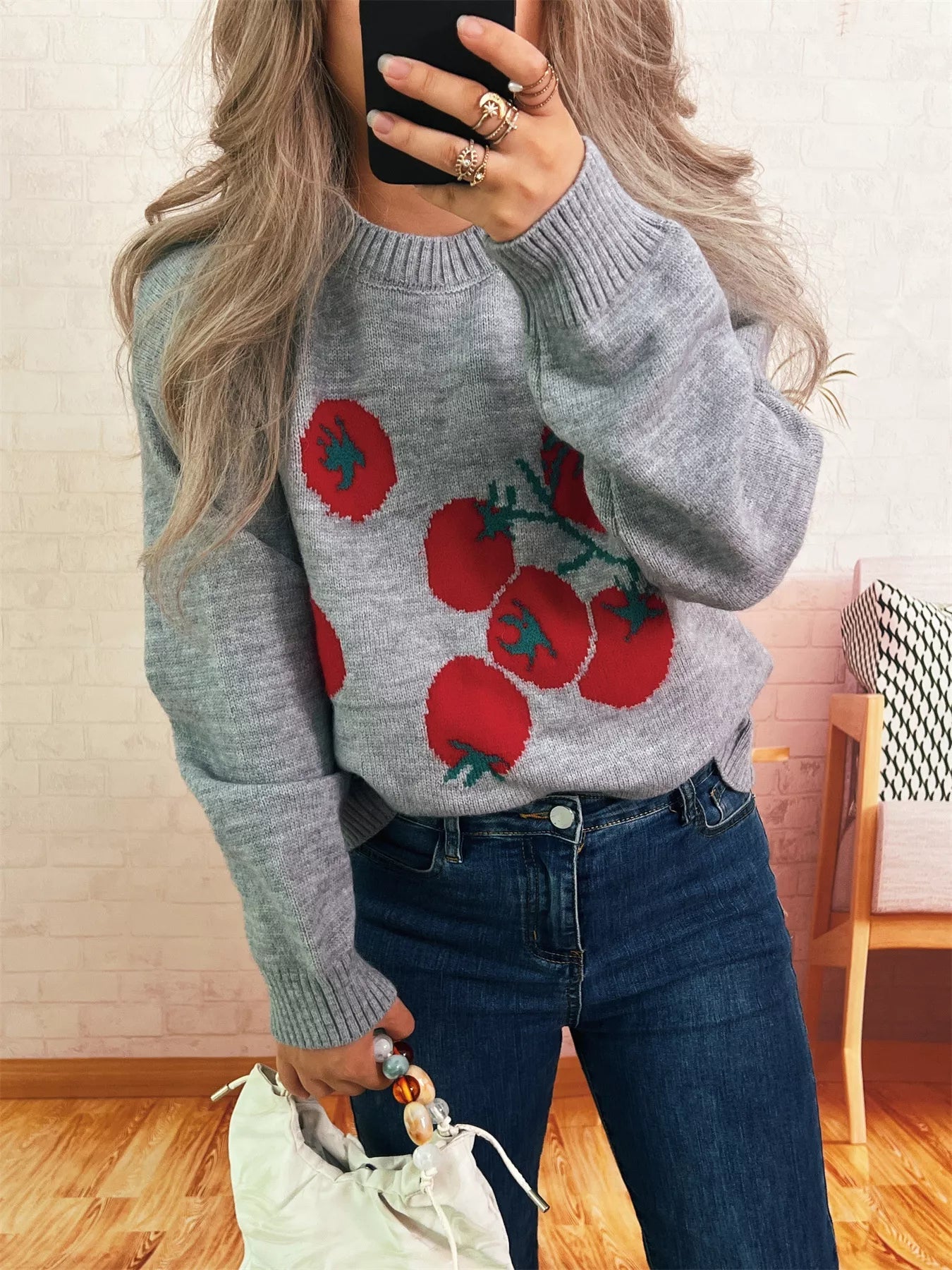 Persimmon Round Neck Long Sleeve Sweater 