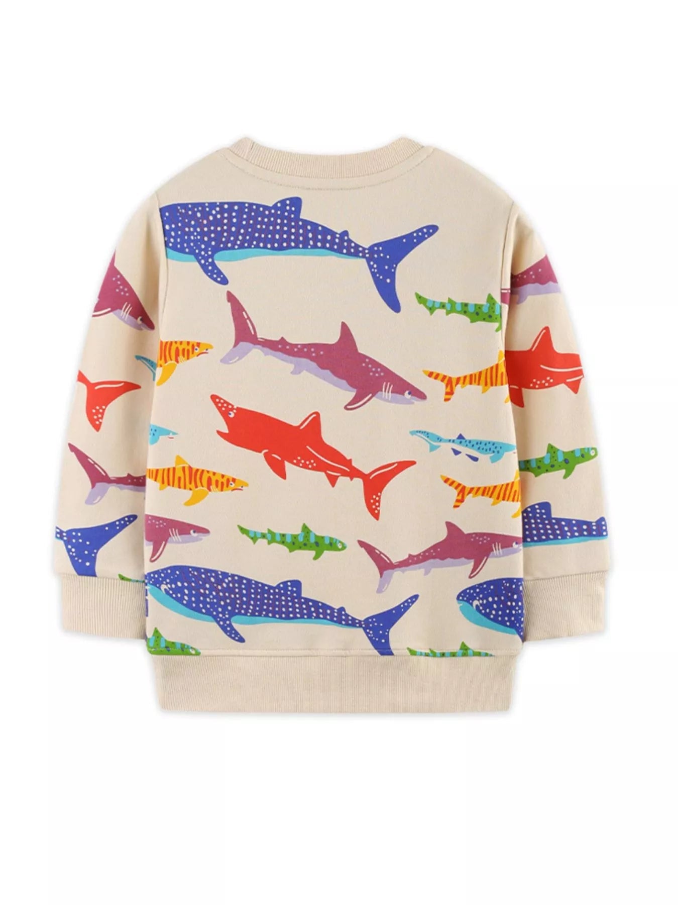 Children's Colorful Shark Print Crewneck Sweatshirt 