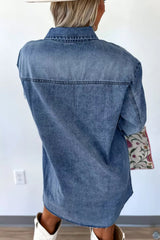 Vintage Wash Button-Down Denim Dress 