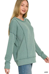 Zenana Corded Rib Long Sleeve Round Neck Top 