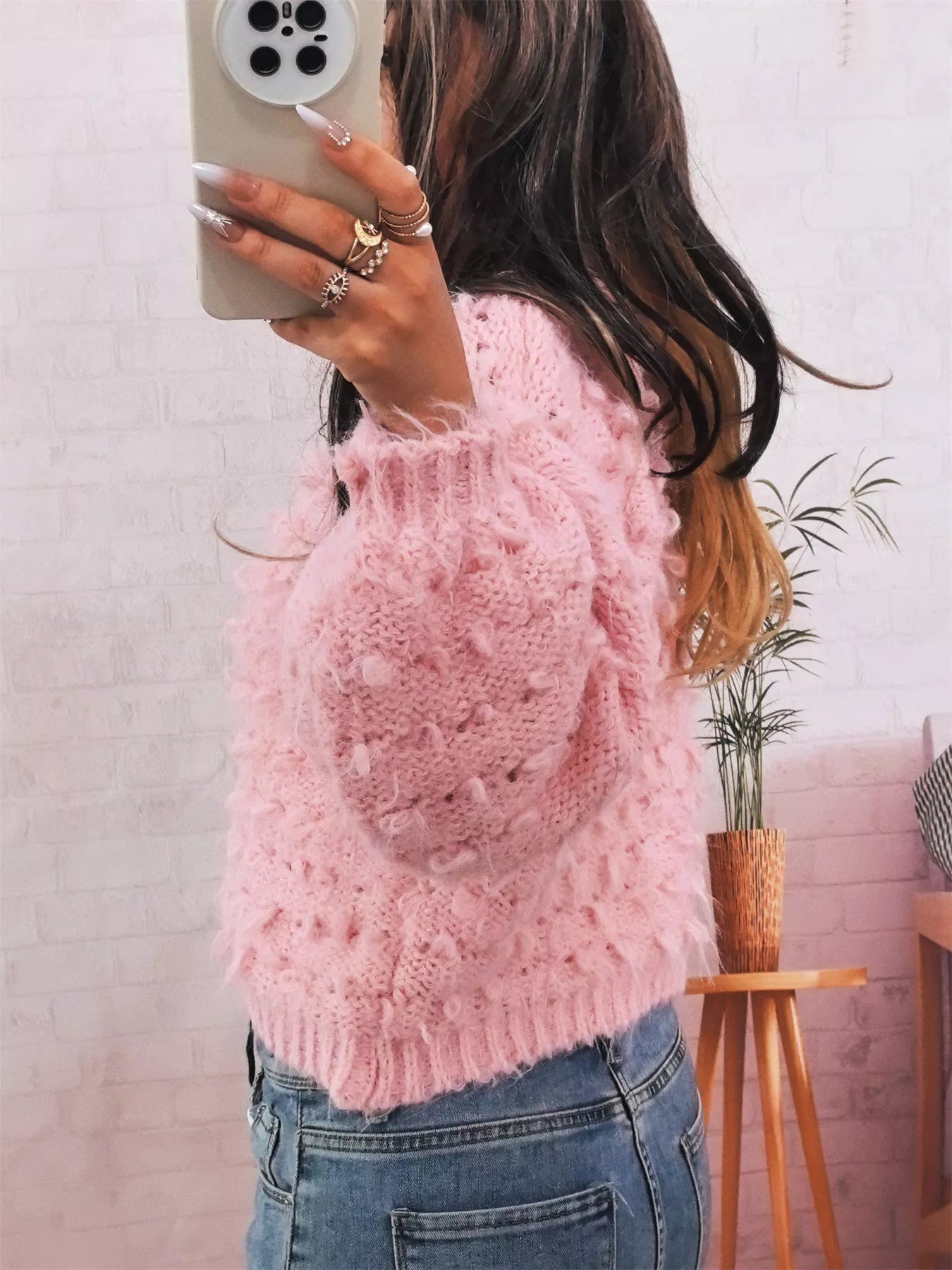 Chunky Round Neck Long Sleeve Sweater 