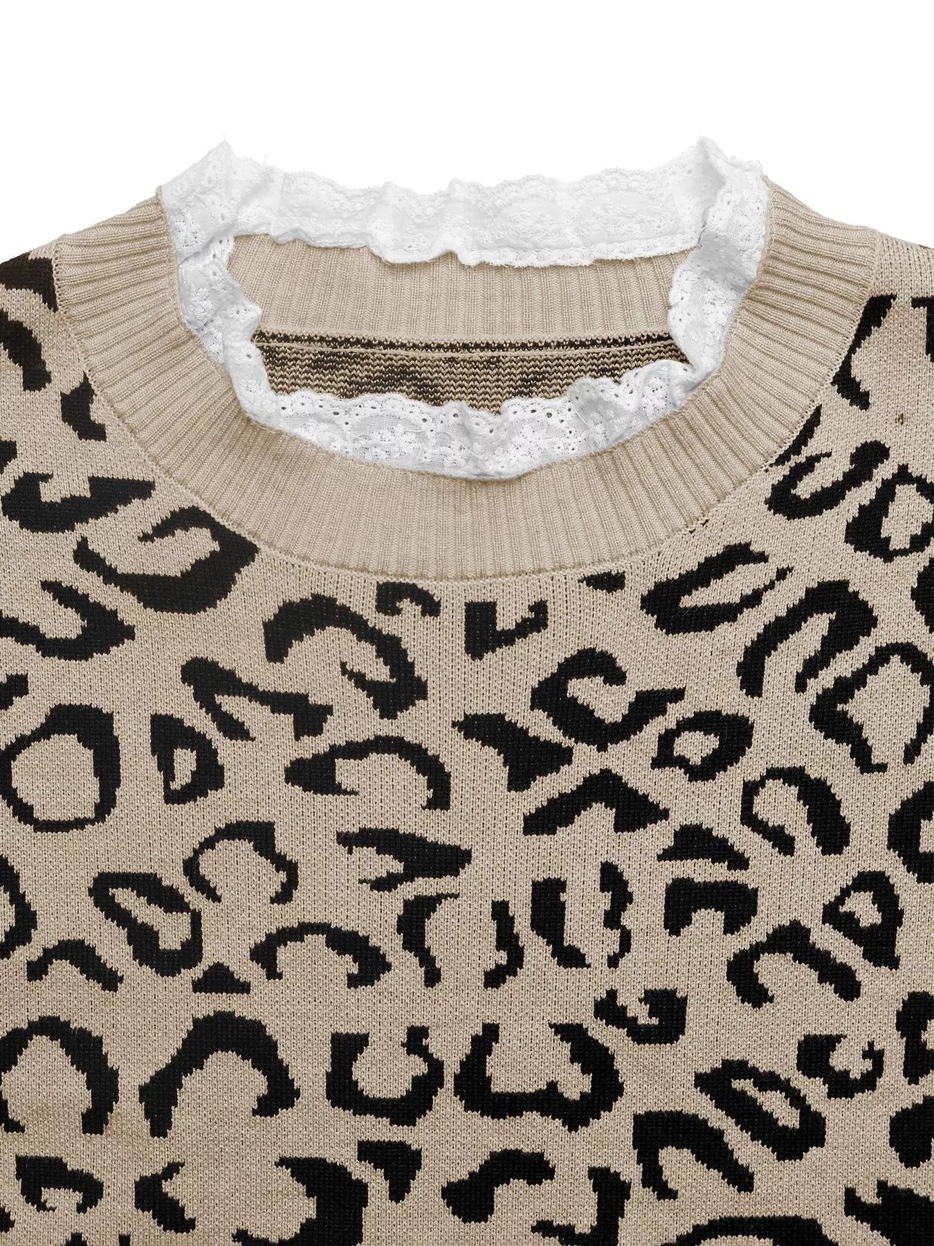 Frill Leopard Long Sleeve Sweater 
