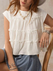 Tiered Cap Sleeve Blouse 