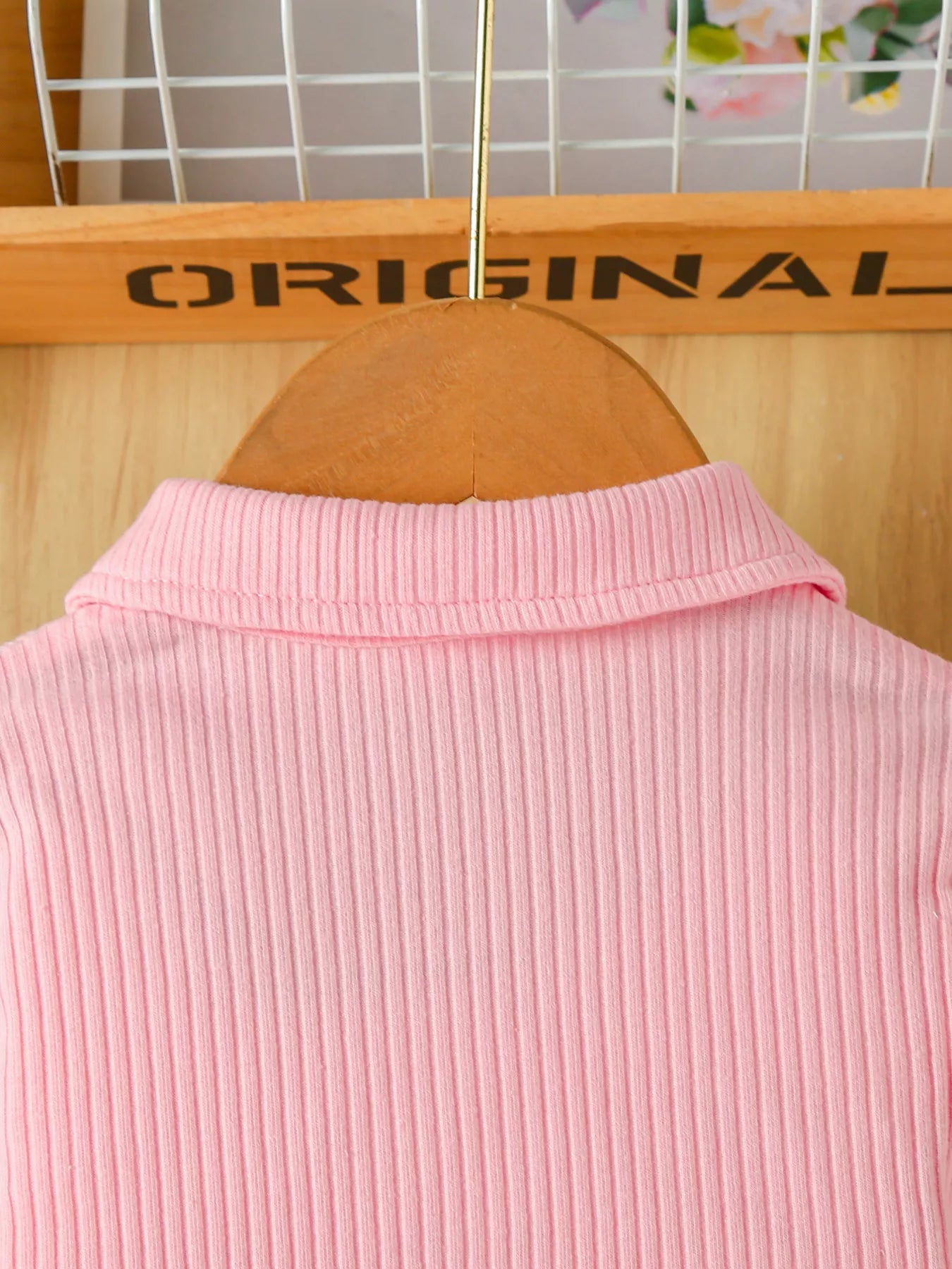 Children's Embroidered Ribbed Polo Shirt & Pleated Skirt Set 