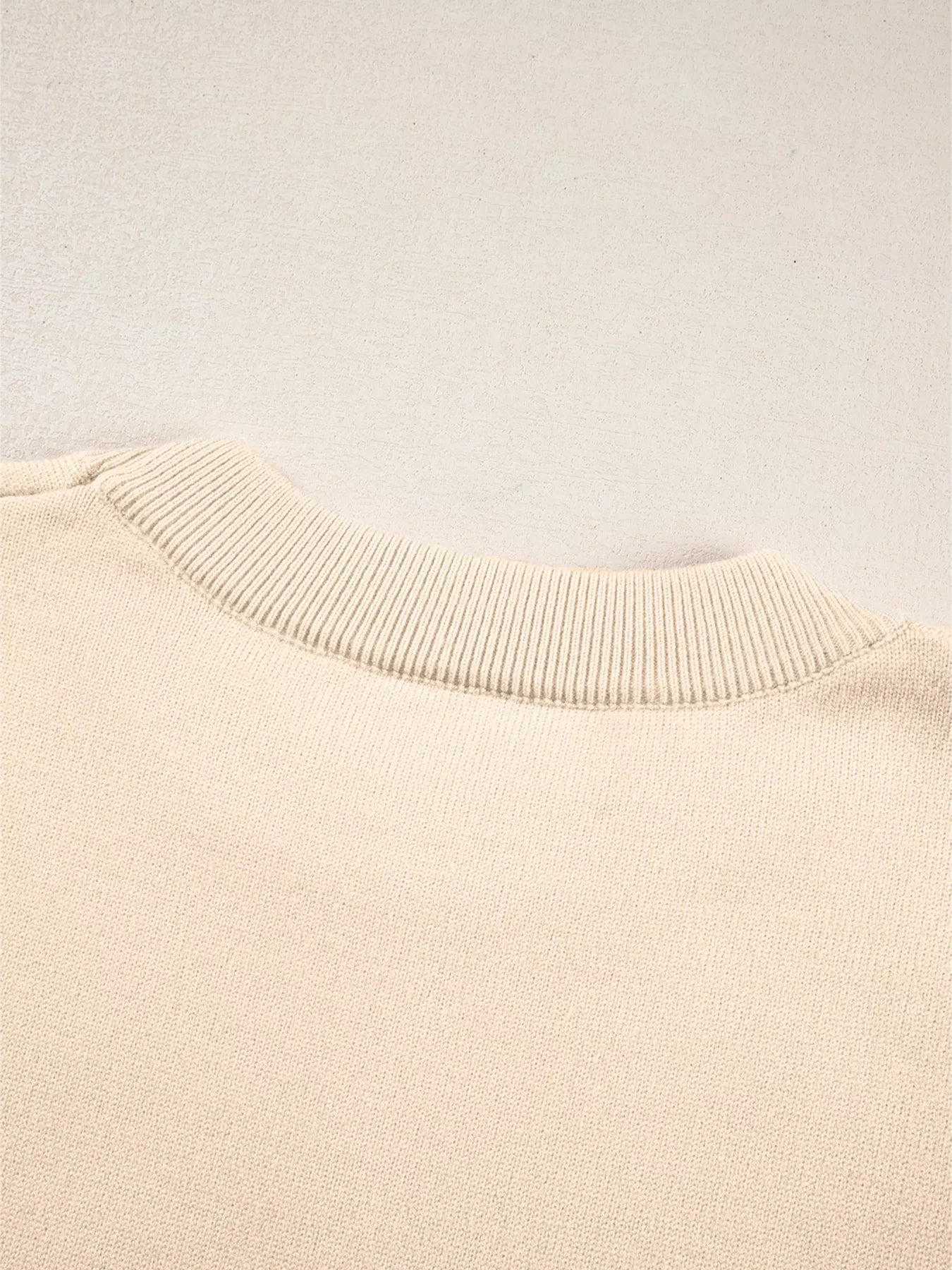 Front Center Seam Drop Shoulder Solid Sweater 