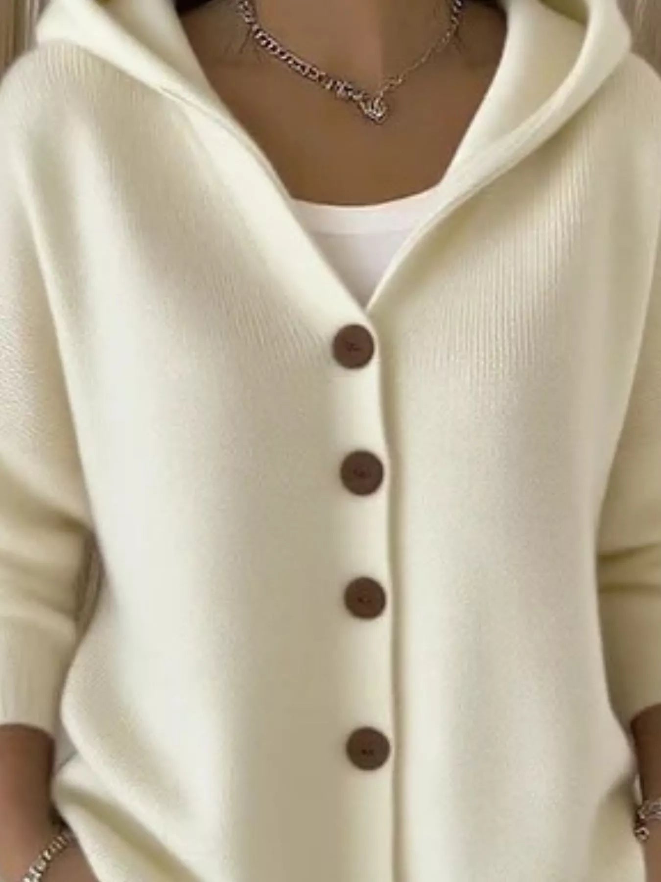 Full Size Hooded Button-Front Soft Knit Cardigan Plus Size 