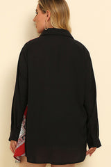 Plus Size Color Block Button Front Shirt 