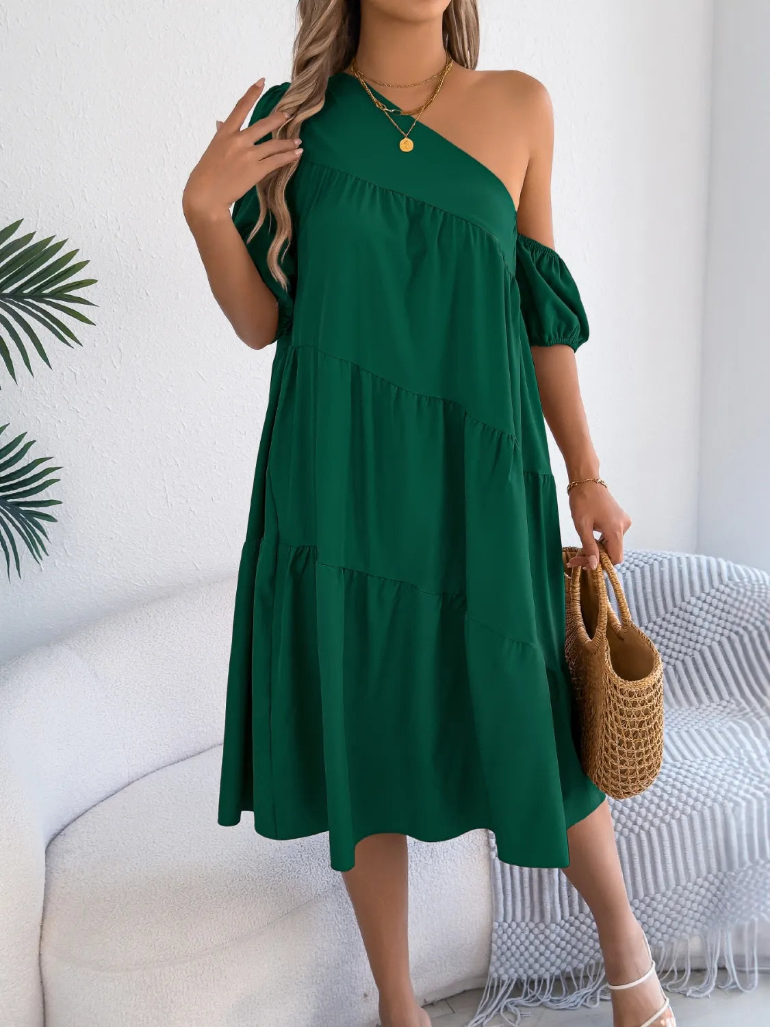 Single Shoulder Tiered Dress 