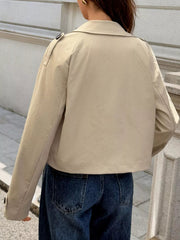Cropped Double-Breasted Raglan Sleeve Jacket 