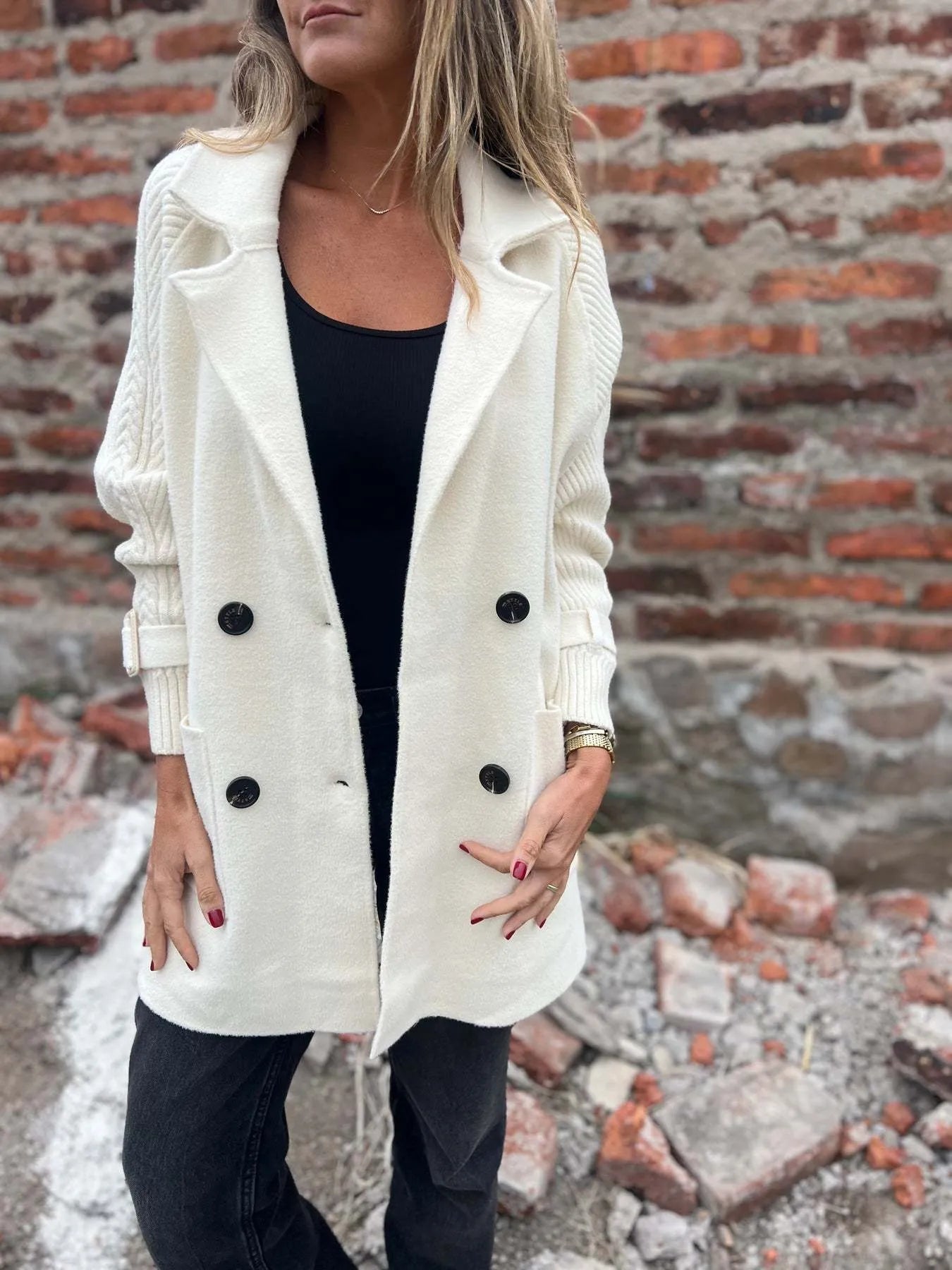 Full Size Texture Knit Longline Coat Plus Size 