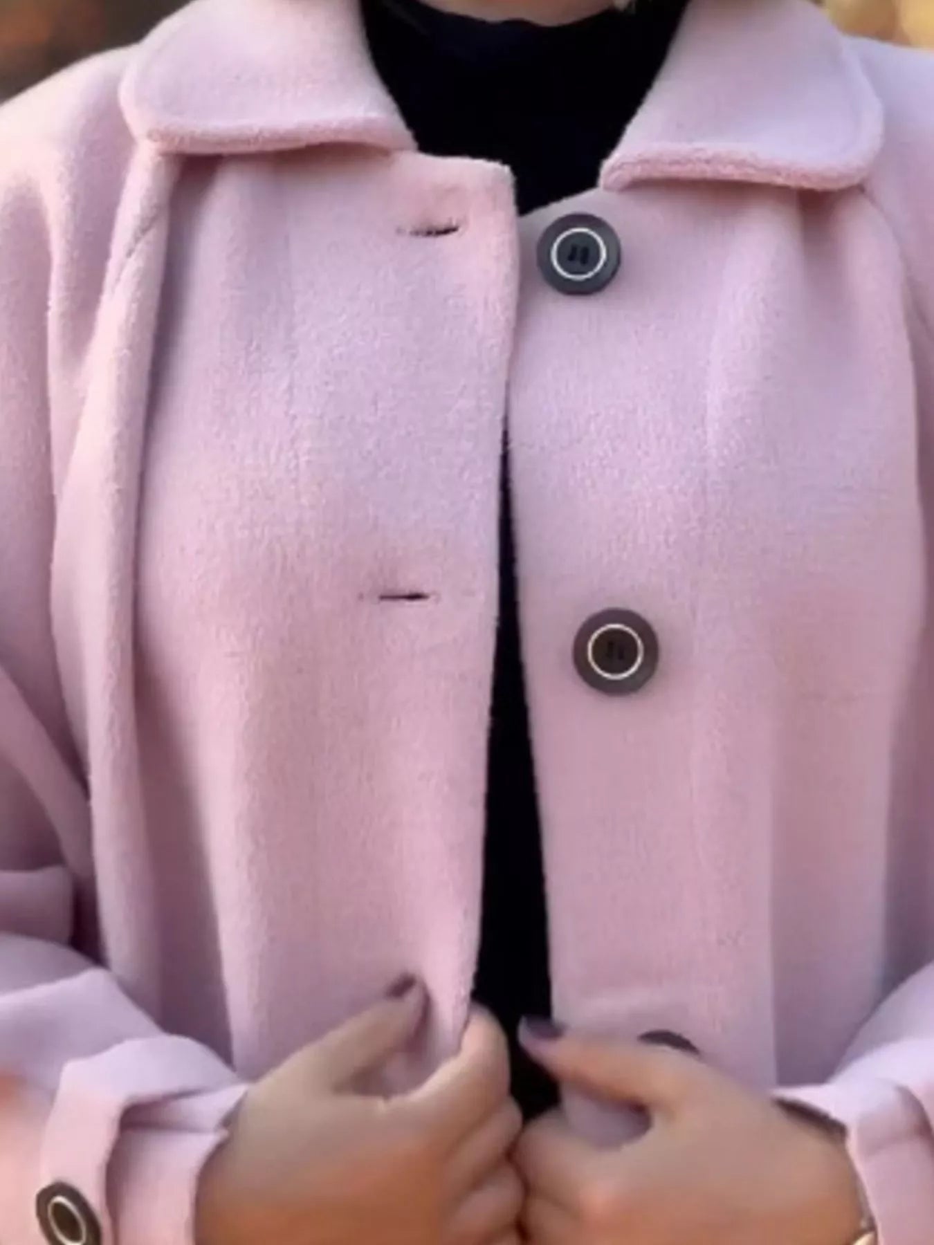 Full Size Button-Front Raglan Sleeve Coat Plus Size 