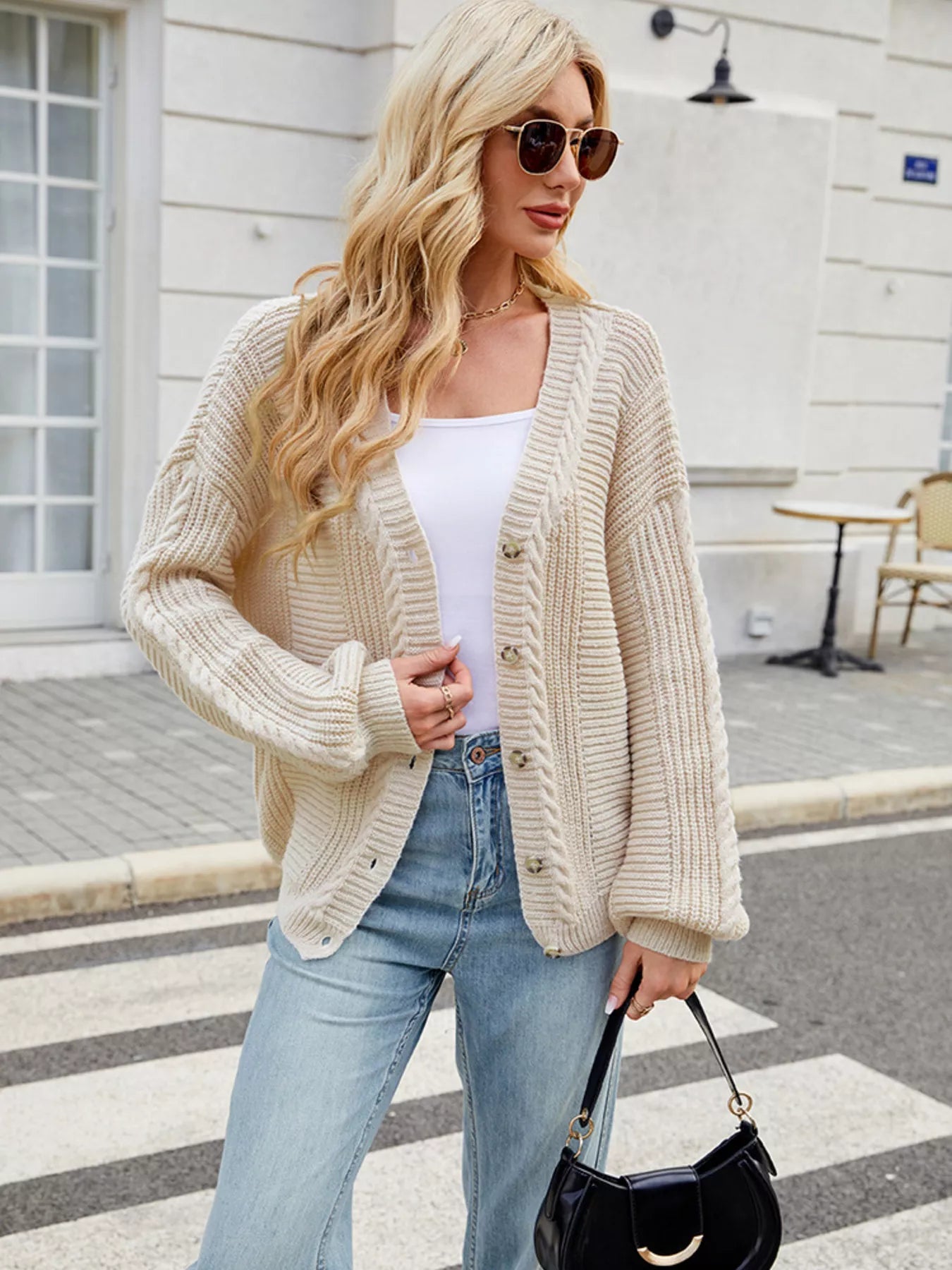 Button Up Long Sleeve Cardigan 