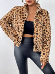 Leopard Fuzzy Zip-Up Jacket 