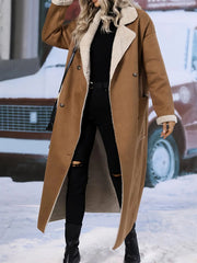 Plus Size Drop Shoulder Sherpa Longline Coat 