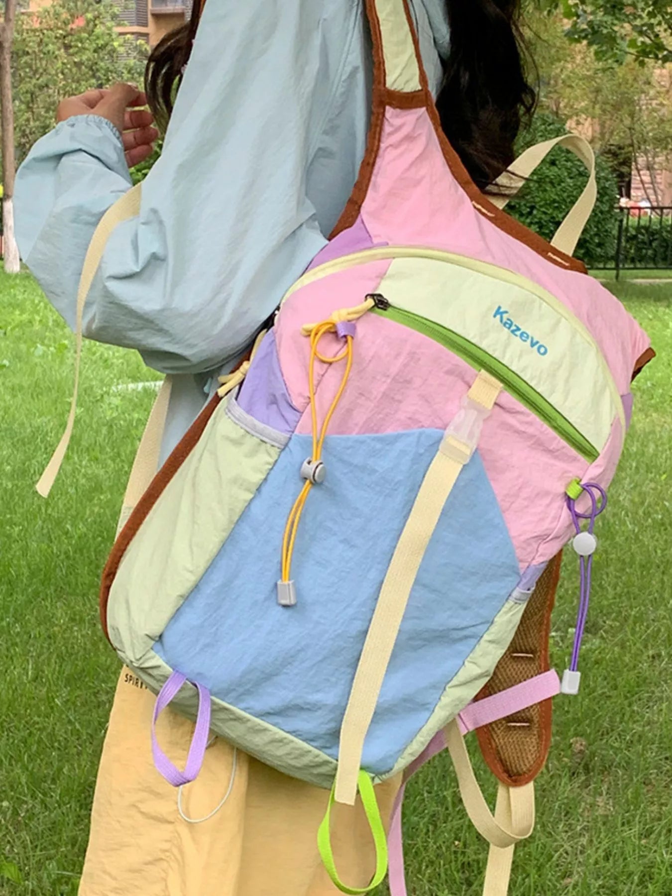 Lightweight Color Block Backpack Bag 