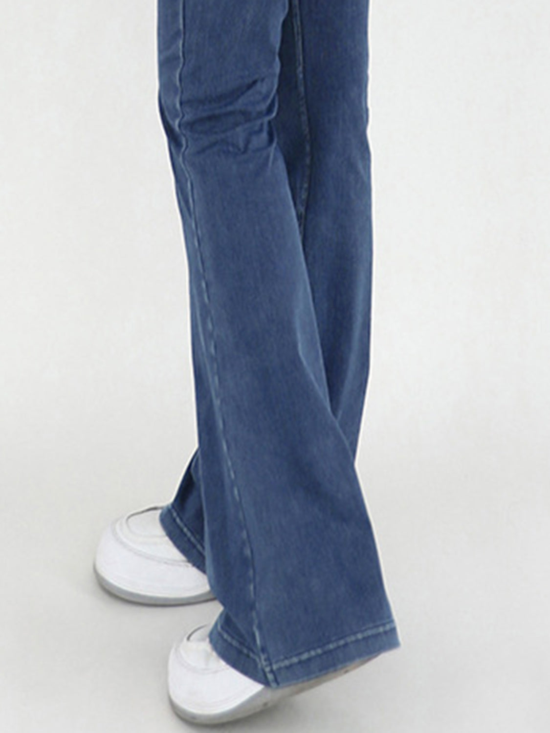 Wide Waistband Bootcut Jeans with Pockets 