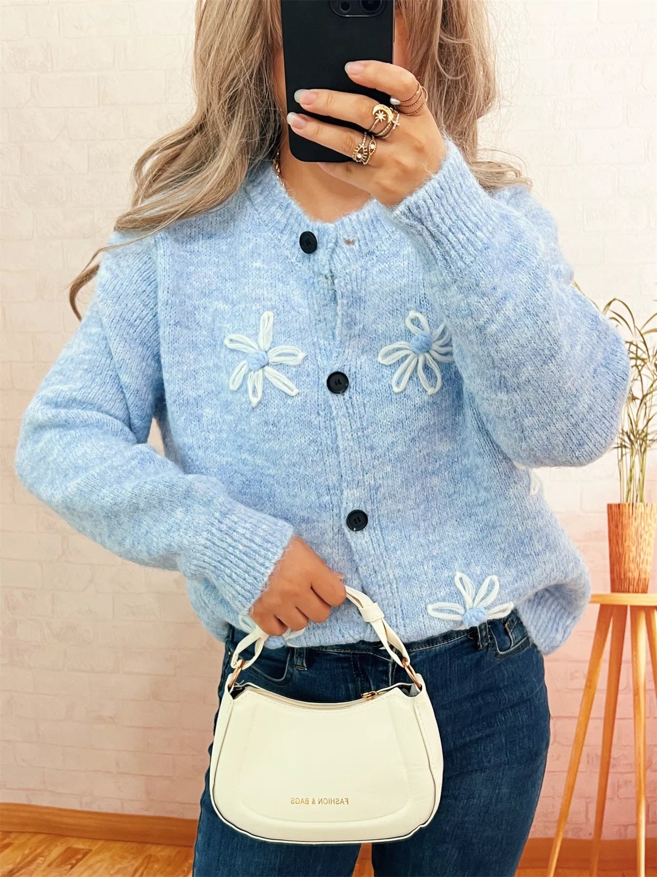 Flower Button-Down Cardigan 