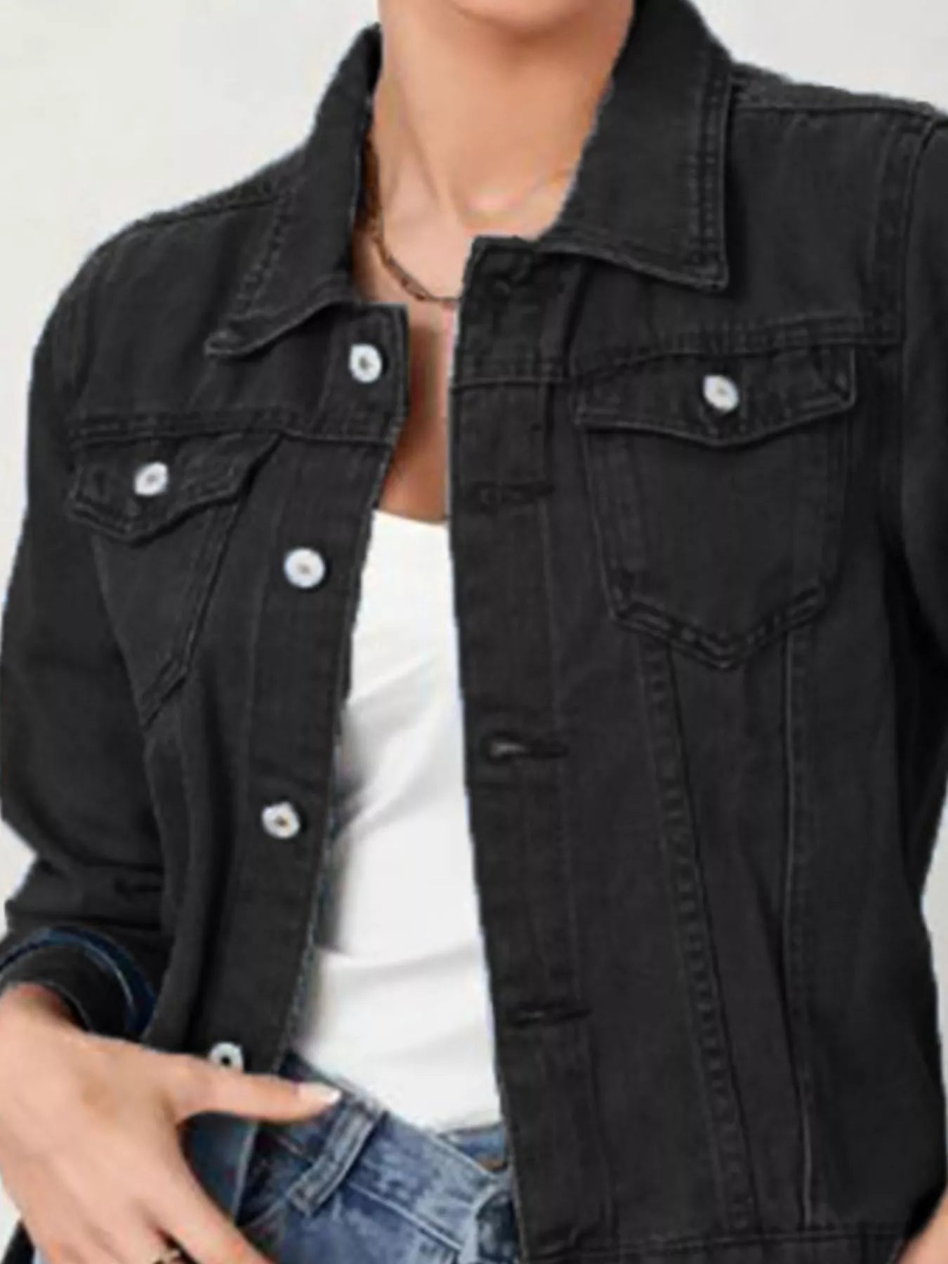 Button Up Long Sleeve Denim Jacket 