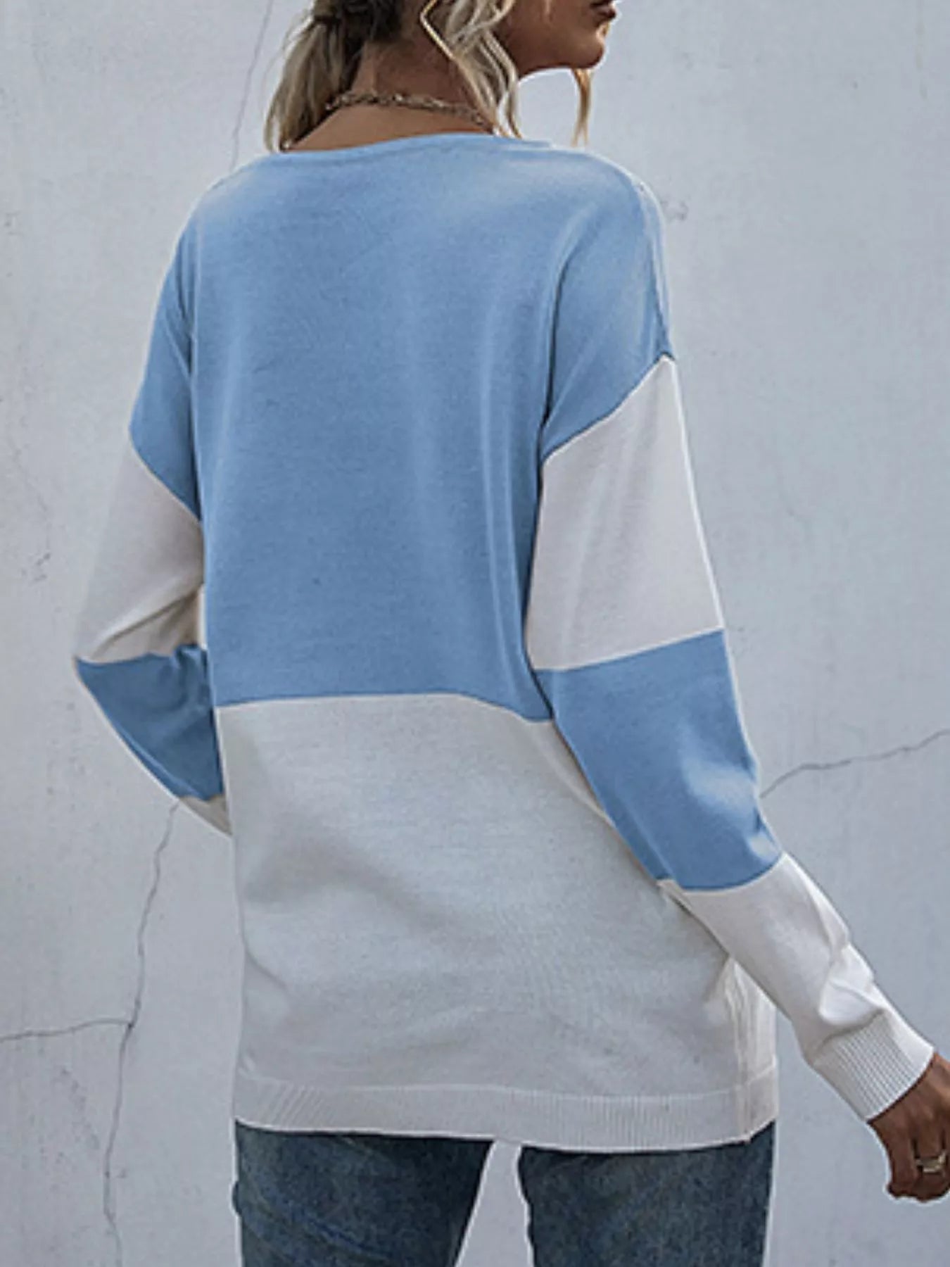 Color Block Round Neck Sweater 