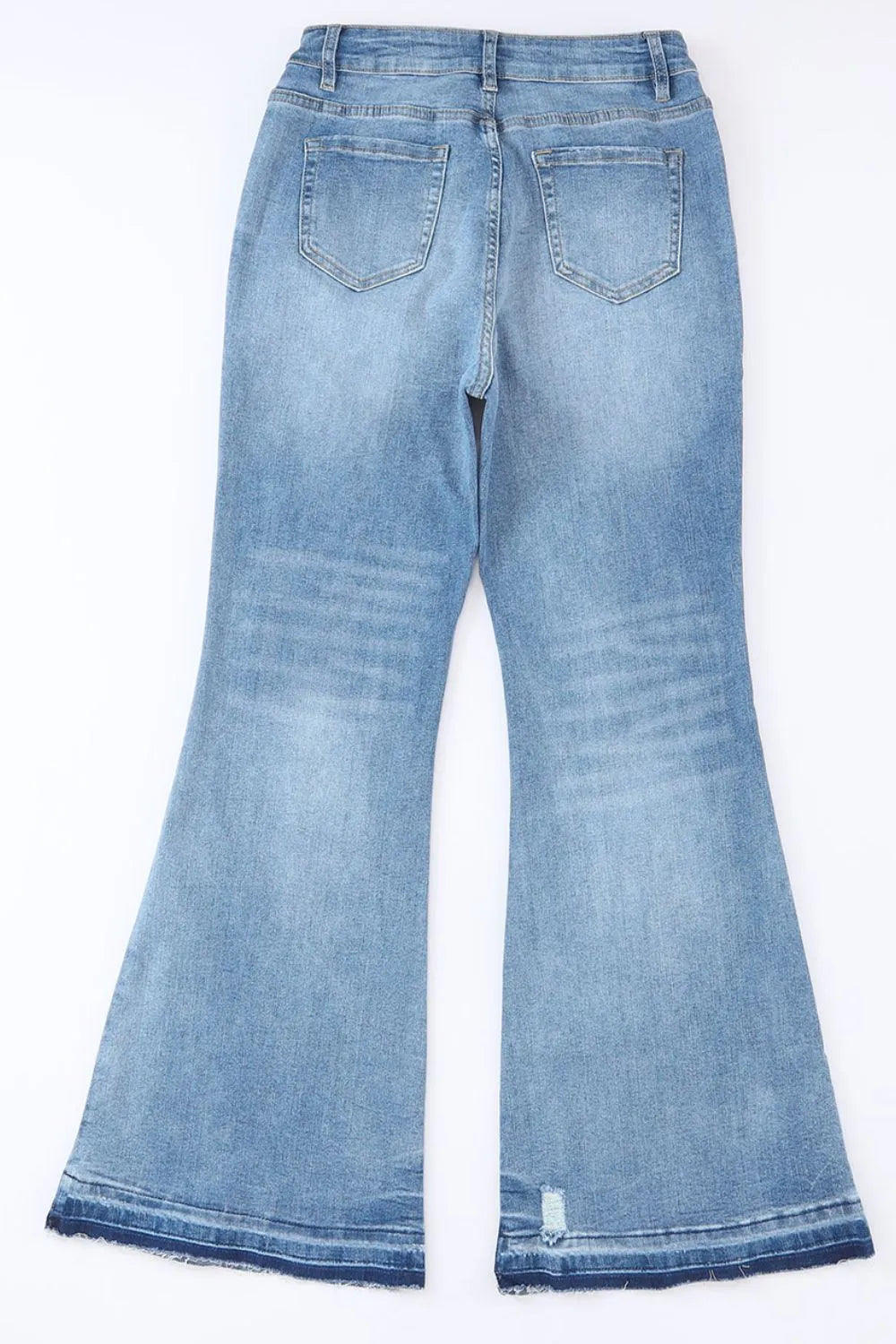 High Waist Button Fly Flared Jeans 