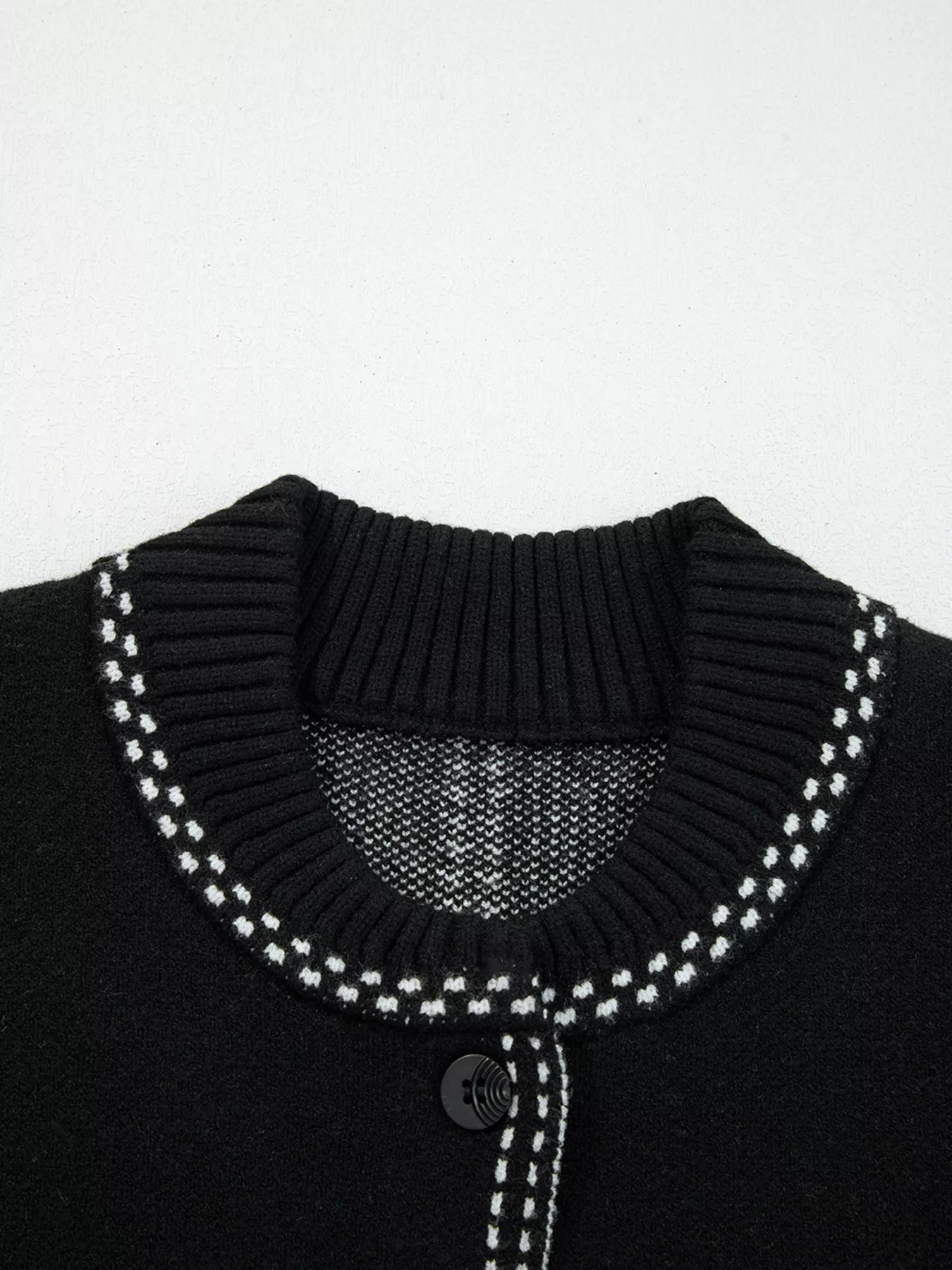Contrast Trim Button up Sweater Cardigan 