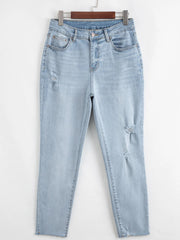 Mid Rise Ankle-Length Distressed Skinny Jeans 