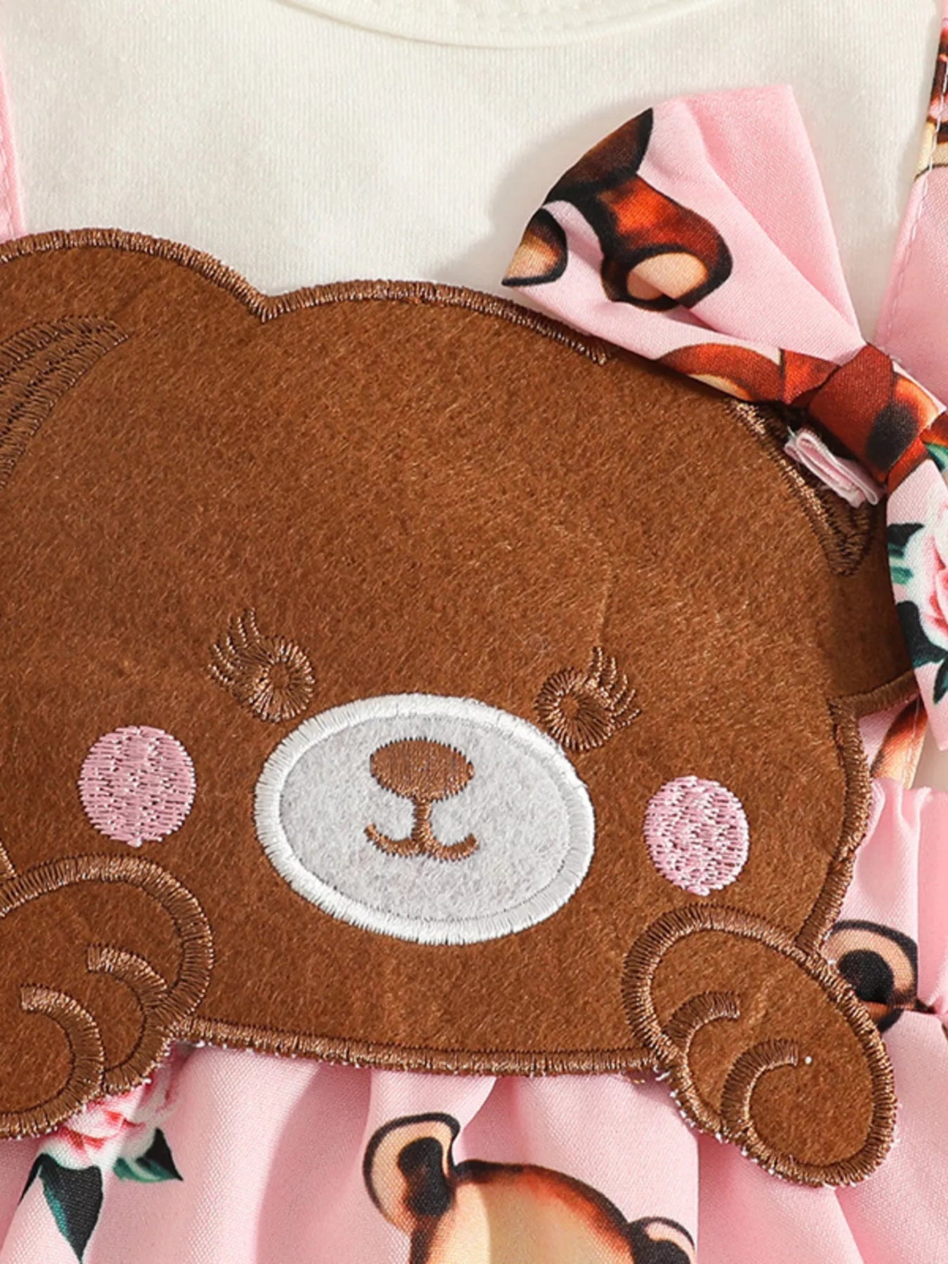 Children's Bear Long Sleeve Dress with Headband 