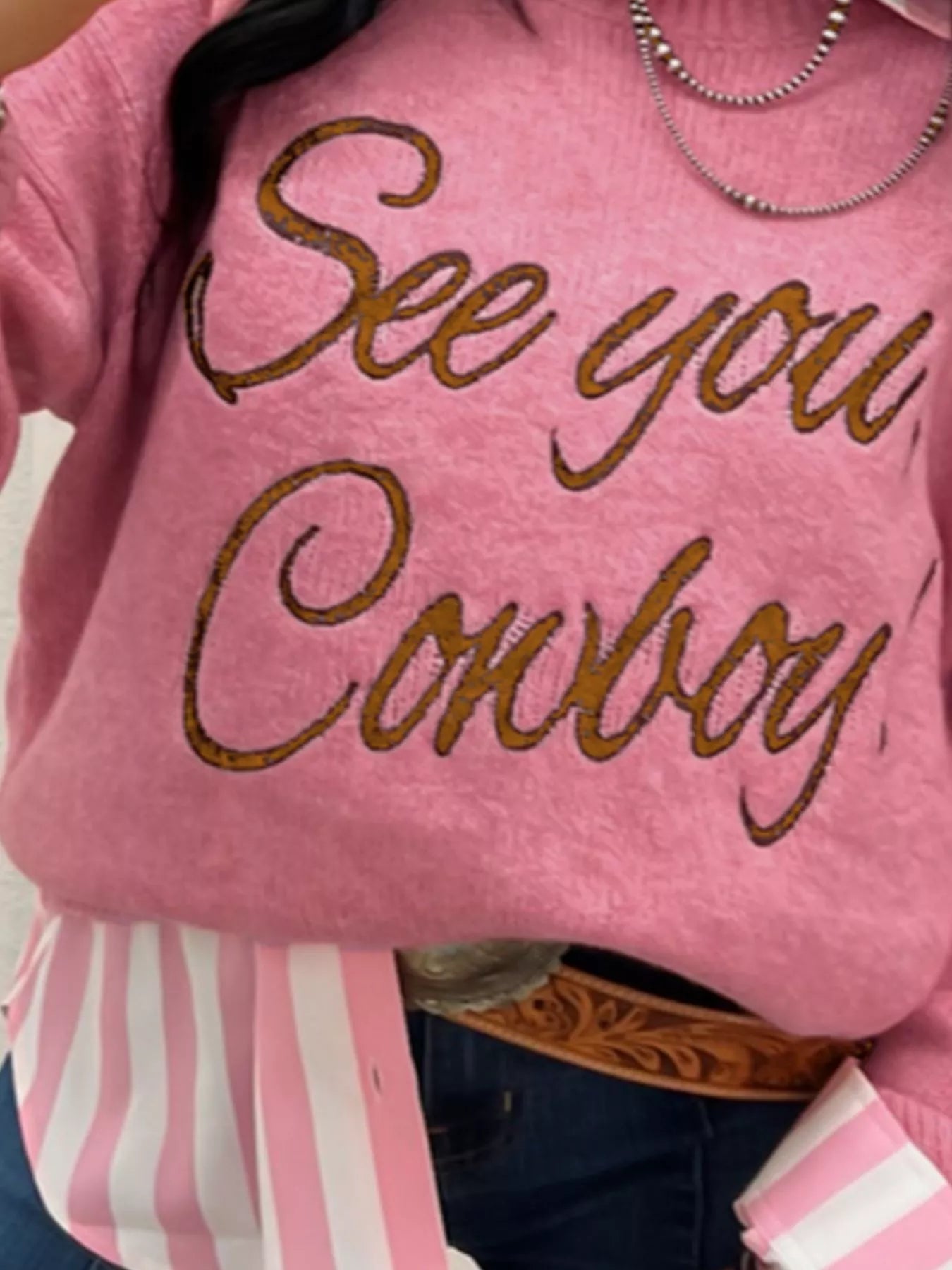 See You Cowboy Round Neck Sweater 