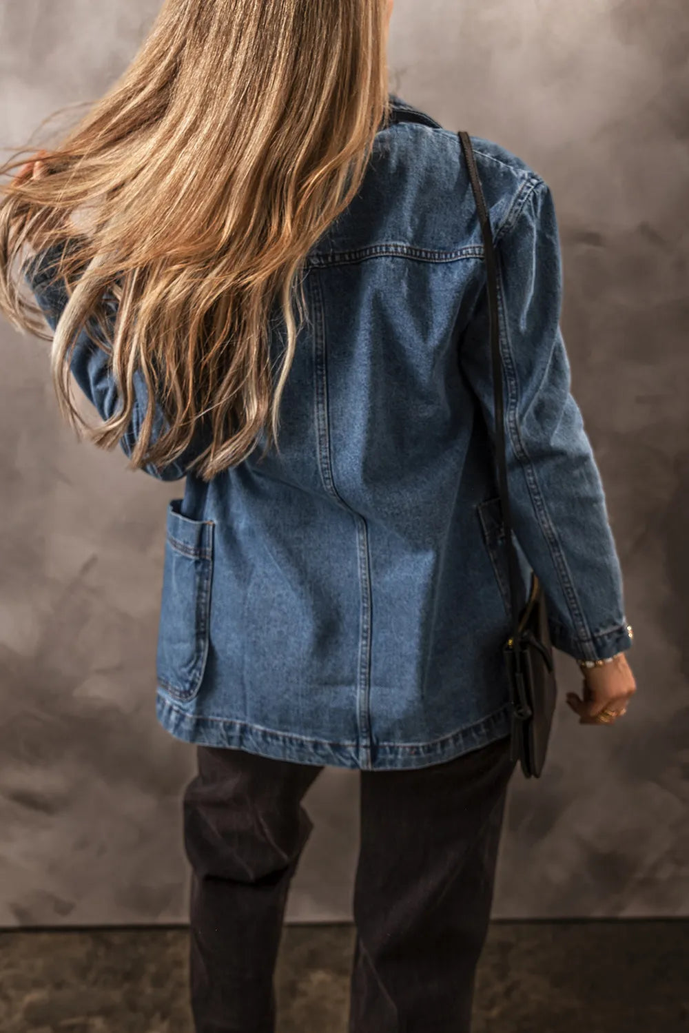 Pocketed Long Sleeve Denim Jacket 