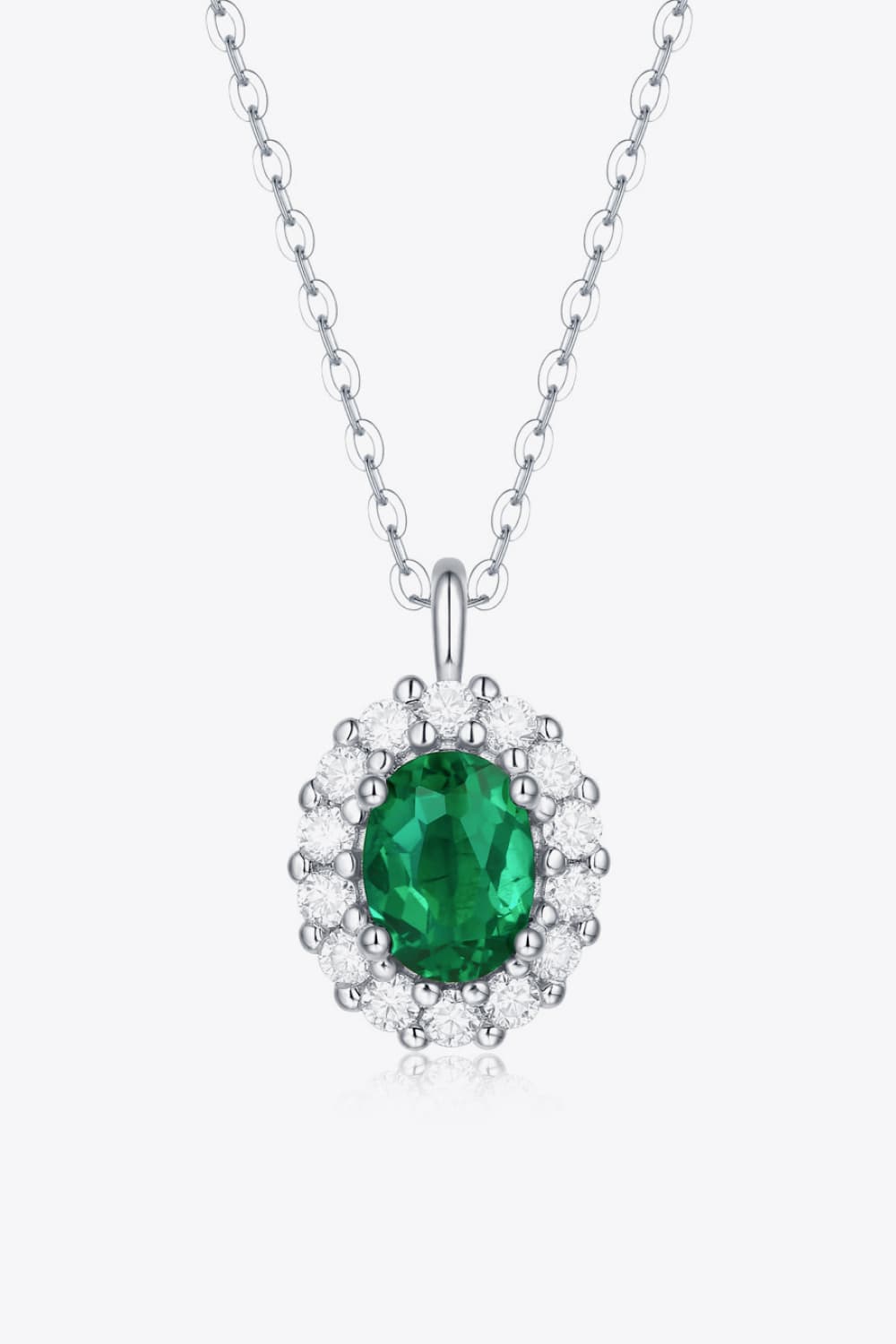 1.5 Carat Lab-Grown Emerald 925 Sterling Silver Necklace 