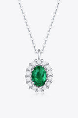 1.5 Carat Lab-Grown Emerald 925 Sterling Silver Necklace 