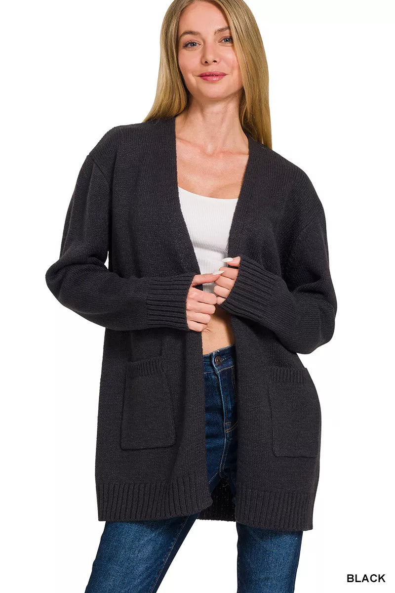 Zenana Open Front Sweater Cardigan 