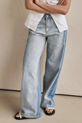 Contrast Straight Leg Jeans with Pockets 