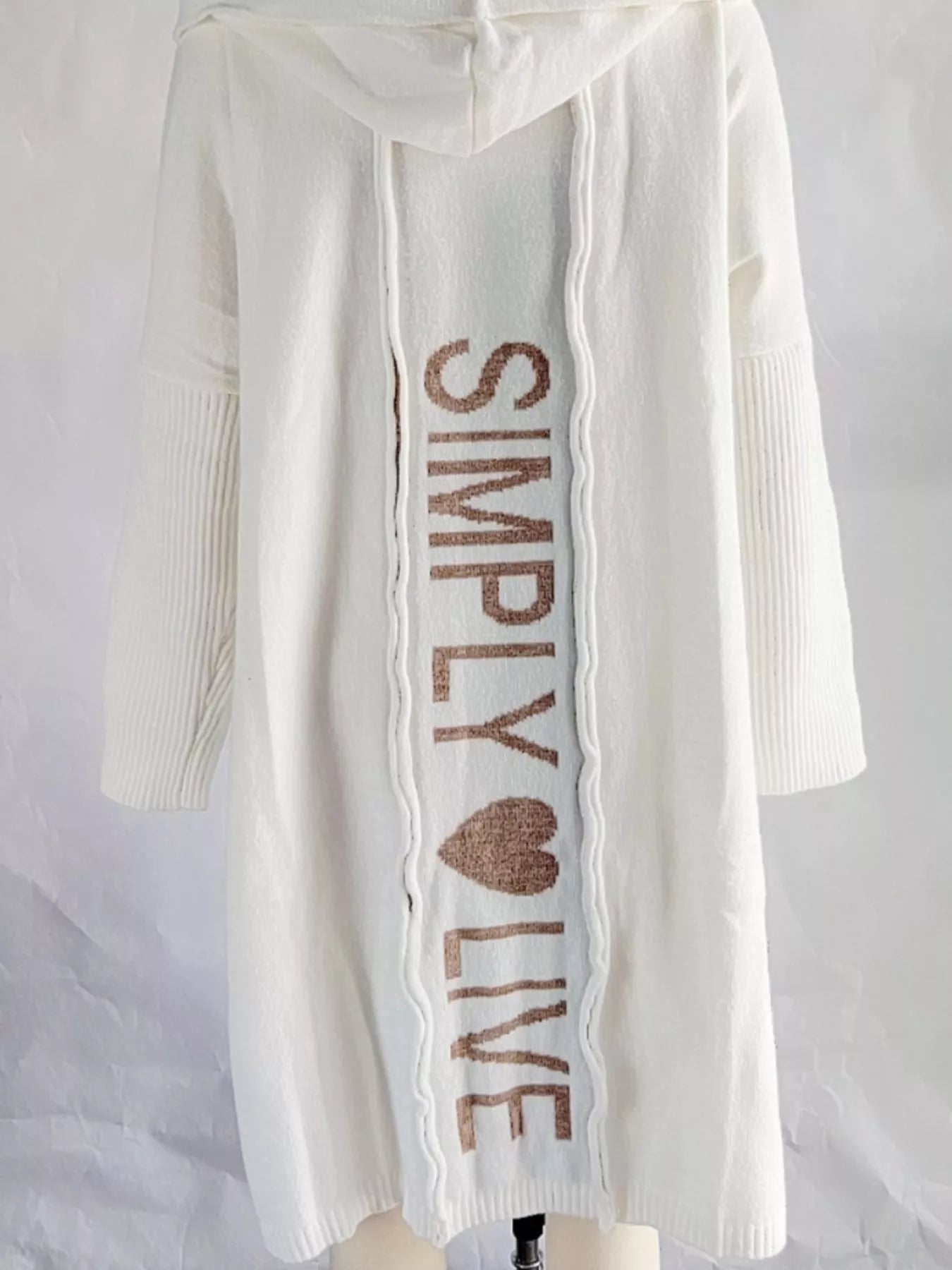 Full Size Hooded Knit Open Front Cardigan Plus Size 
