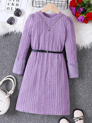 Children's Ribbed Knit Long Sleeve Dress 