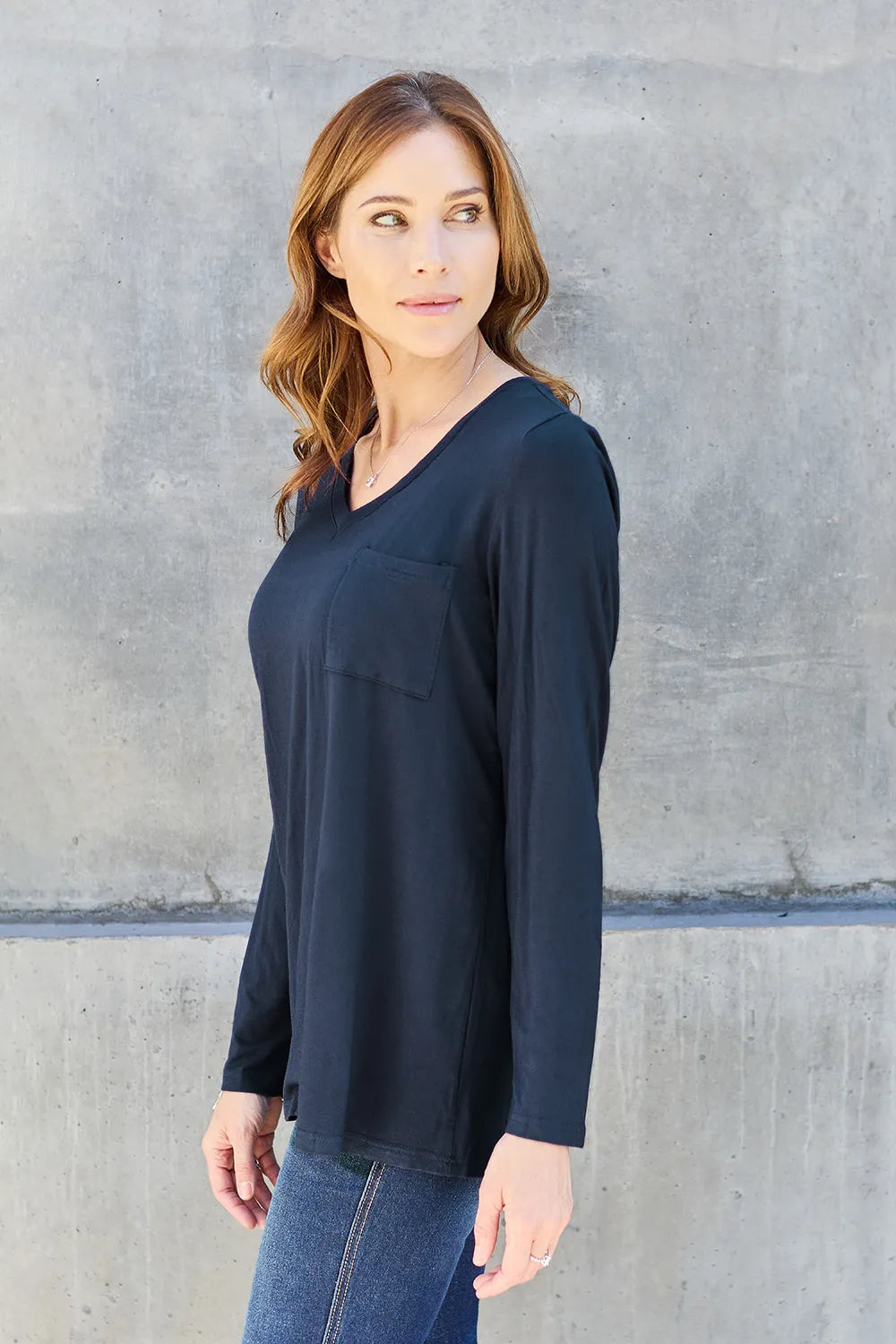 Basic Bae Full Size V-Neck Long Sleeve Top 