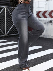 High Waist Straight Leg Jeans 