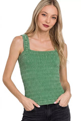 Zenana Seamless Winkle Stone Washed Tank Top 