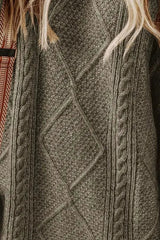 Cable-Knit Round Neck Sweater Dress 